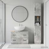 Maison Exclusive - Ensemble de meubles de salle de bain, composé de 2 pièces, modèle HOORN, gris béton, fabriqué en panneaux de fibres de bois