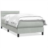 vidaXL Boxspringbed met matras, lichtgrijs, 80x210 cm, fluweel