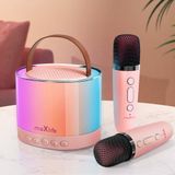 MaXlife, enceinte karaoké Bluetooth portable 5W avec 2 microphones sans fil clairs, Rose