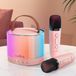 MaXlife, enceinte karaoké Bluetooth portable 5W avec 2 microphones sans fil clairs, Rose