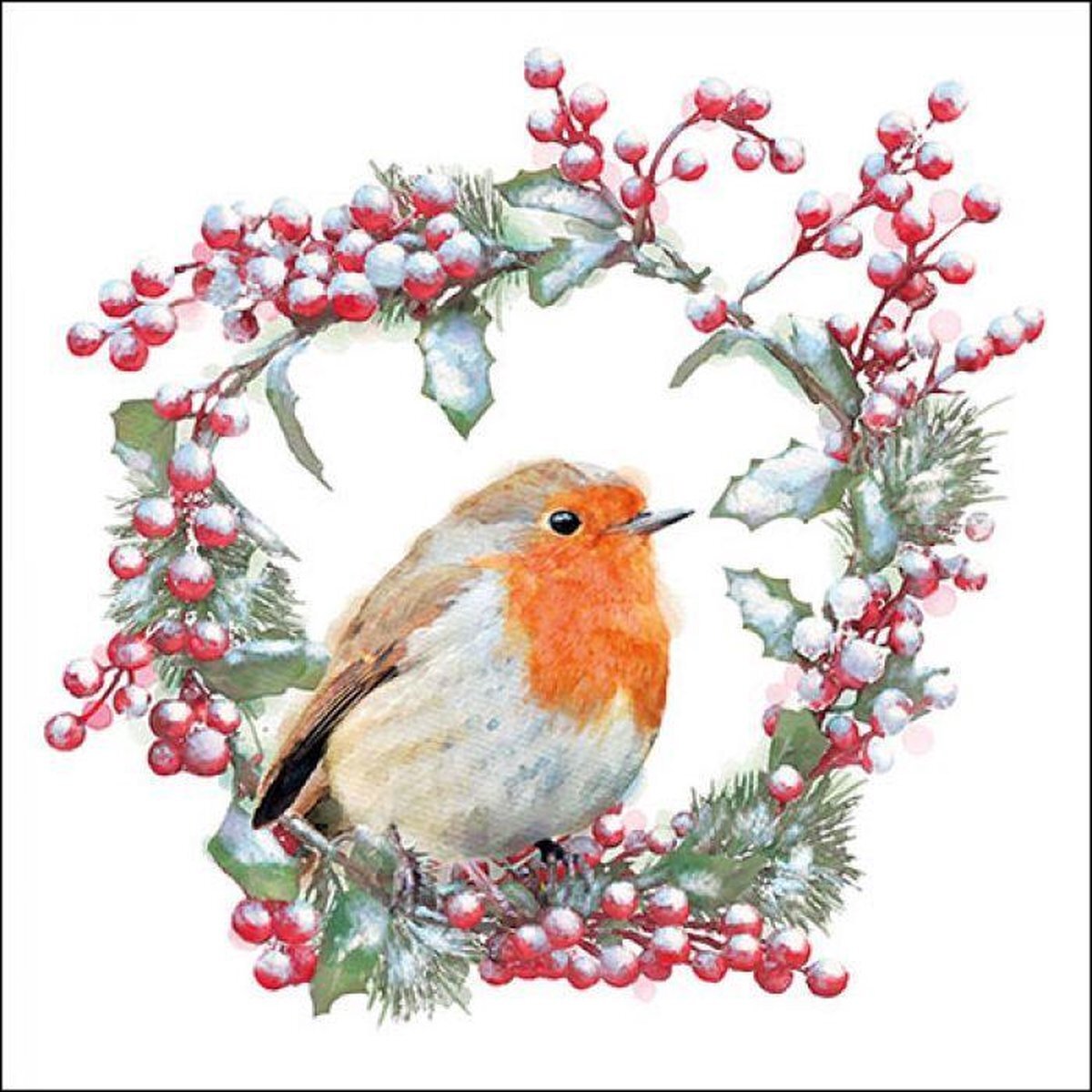 Ambiente Robin In Wreath papieren servetten