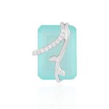 Cavill - Zilveren Hanger 925 Sterling Zilver - Aqua Chalcedoon 6,751 ct - Pavé Zirkonen 0,089 ct - Elegante Achthoekige Edelsteen Sieraad