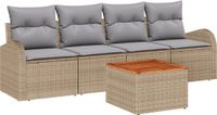 vidaXL Tuinbankset, 5-delig, Beige, Polyrattan