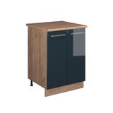 Vicco Wastafelkast Fame-Line, Donkerblauw hoogglans/Goudkleurig Eiken, 60 cm