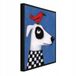 WALLARENA - Schilderij met reliëf 100x70 cm - zwarte lijst - hond en vogel in folkstijl