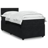 vidaXL Boxspring met matras fluweel zwart 80x200 cm