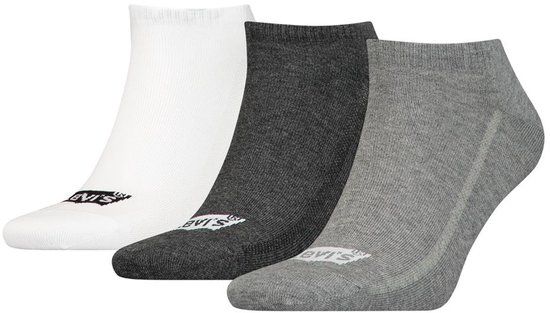 Levi's Heren Sneakersokken Low Cut Batwing Logo 3-Pack Grey Combo