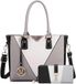 Sac à main femme - Sac cabas et sac bandoulière - Design en V - Bandoulière amovible - Similicuir (PU) - Carré - Gris foncé