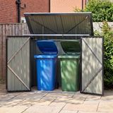 Bealife CC63 Afvalcontainerbehuizing - Voor 2 containers - Metalen Afvalcontainer Ombouw met Opklapbaar Deksel en Dubbele Deuren - Antraciet