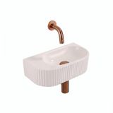QeramiQ Fuente fonteinset – halfrond – 40x22x12 cm – keramiek linnen – zonder kraangat – geribbeld