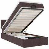 vidaXL Bed met Matras Donkerbruin Stof 90x200 cm