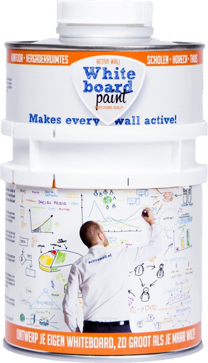 Active Wall Whiteboardverf Wit, Glanzend 0,5 liter