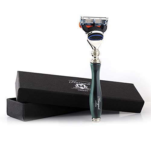 Haryali London 5 Edge scheermes met hars handvat baard & snor veiligheid scheermes voor mannen perfect nieuwjaar cadeau
