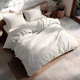 GAMUSI Dekbedovertrekset 100% Katoen – Lichtgrijs – 144 thread count (TC) katoen voor zacht en ademend slaapcomfort – Drukknoopsluiting 240 x 220 cm + 2 Kussenslopen