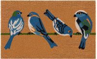 Relaxdays kokosmat 60x40cm, deurmat met zwaluwen, antislip, meerkleurig