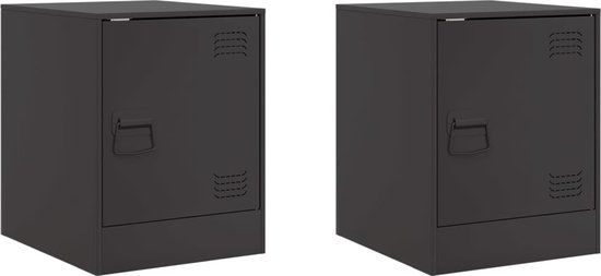 vidaXL Nachtkastjes 2 stuks 34,5x39x44 cm staal zwart