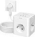 Cube prise avec USB-C - Multiprise 4 voies - Prise plate avec interrupteur individuel - Blanc