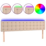 VidaXL Hoofdbord met LED Cappuccino Kunstleer 200x5x78/88 cm