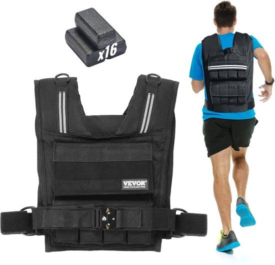 VEVOR Gewichtsvest Hardloopvest Trainingsvest met Verstelbare Gewichten 15,85 Kg