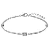 Lucardi - Dames Zilveren armband met zirkonia - Armband - 925 Zilver - Zilverkleurig - 19 cm