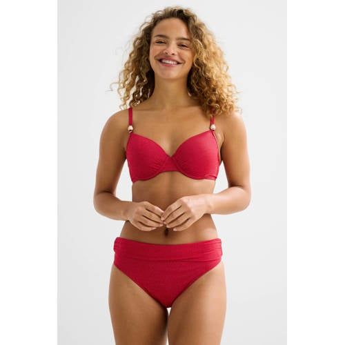 BEACHWAVE omslag bikinibroekje met lurex en textuur rood