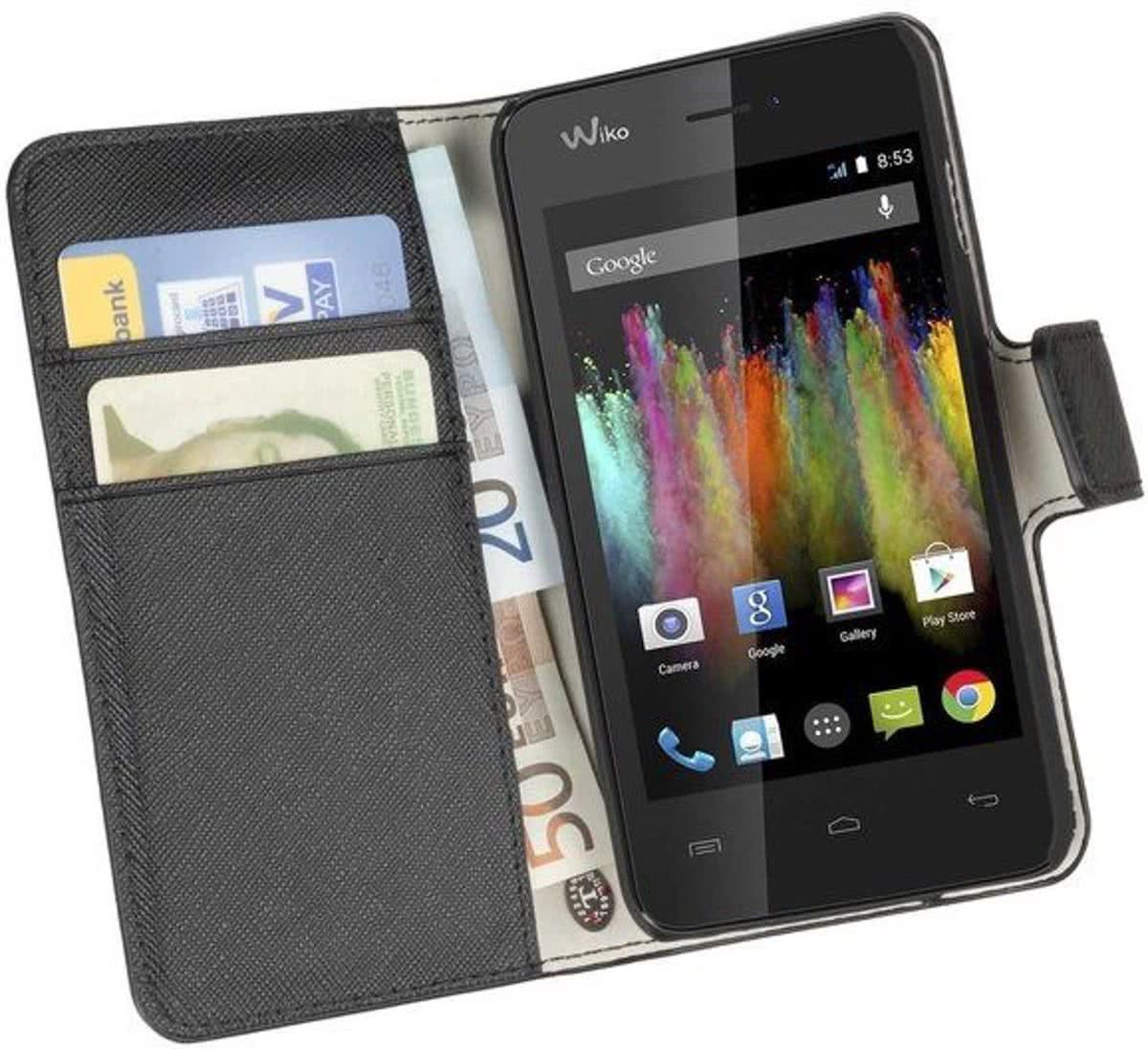 LELYCASE HC Zwart Wiko Kite Bookcase Wallet case Telefoonhoesje