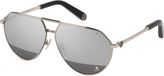 Philipp Plein Sonnenbrille Herren Spiegelgläser 64-12-145 SPP007M, Farbe:silber