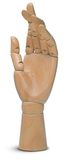 Honsell 63506 modelhand mannelijk links, 28 cm groot, van licht hardhout, fijn geslepen en gepolijst oppervlak, kleurrijk