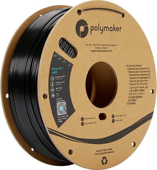 Polymaker PolyLite ABS Filament 1.75 mm Black 1 kg