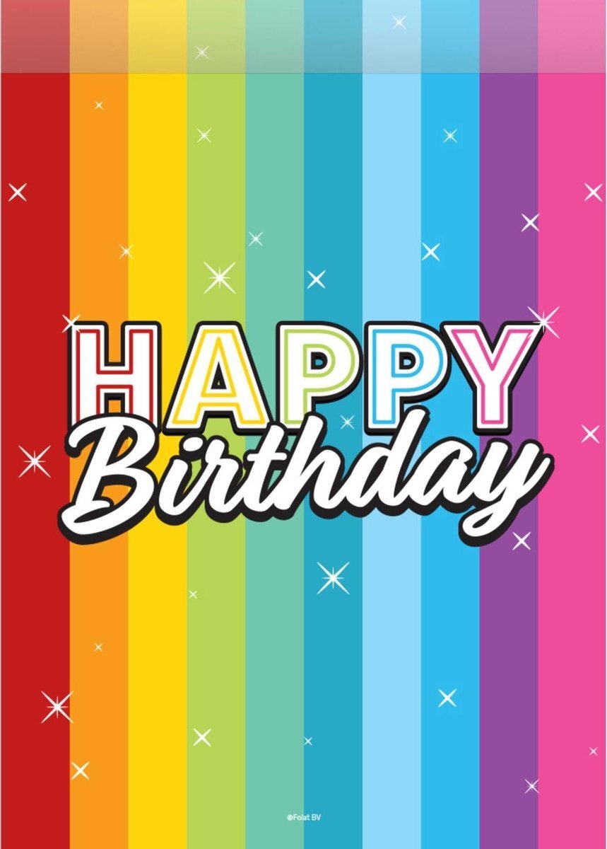 - Happy Birthday Uitdeelzakjes Regenboog Confetti 8st