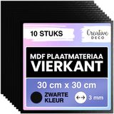 Creative Deco 10 x zwarte vierkante MDF panelen | 300 x 300 x 3 mm | dunne houten panelen aan één zijde gelakt | perfect voor laser, CNC frees, modelbouw, figuurzaag