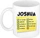 Bellatio Decorations Naam mok Joshua - wit - top gozer - keramiek - 300 ml - cadeau collega beker