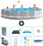 Intex Rond Prism Frame Zwembad - 548 x 122 cm - Grijs - Inclusief Pomp - Ladder - Grondzeil - Afdekzeil - Solar Mat - Speelgoed - 9-delig