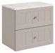 3E 3xE living.com 3xE living Badkamerkast, hangend, 60 cm breed, met lades, corpus in kasjmierhout, deurtjes in Bianco-marmer, 60 x 46 x 58,6 cm