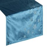 Eurofirany Tafelkleed tafelloper tafeldecoratie tafelband tafelkleed Kerstmis tafeldecoratie sterren fluweel, marineblauw, 40 x 140 cm