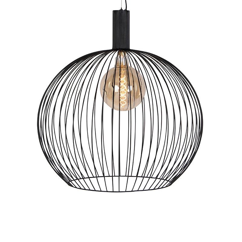 QAZQA Wire Dos hanglamp rond zwart 70 cm - Metaal