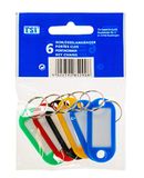 TSI Sleutelhanger met tekstveld, 6 stuks, één maat, 85290, Verschillende kleuren.