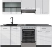 Vicco R-Line Complete keukeneenheid – 200 cm zonder werkblad Wit hoogglans/antraciet