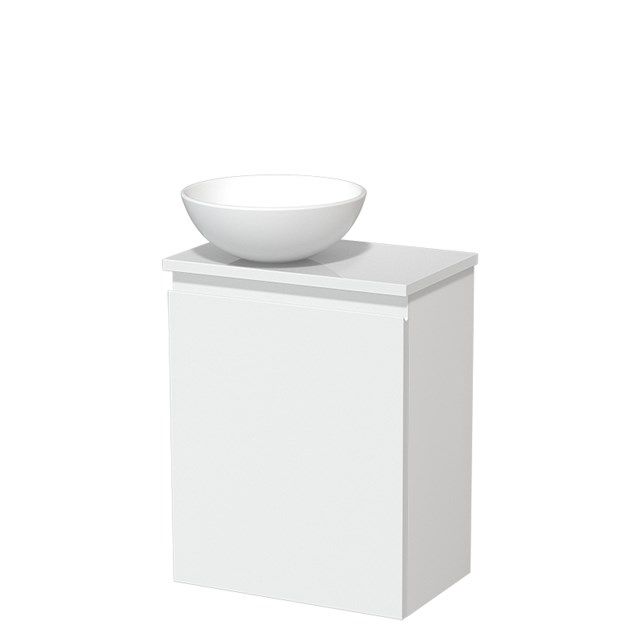 Maxaro Toiletmeubel met Waskom Keramiek Modulo Mat Wit Greeploos 41 cm Hoogglans Wit Blad