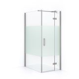 Maxaro Douchecabine Diamond 110x80cm 8mm Helder Veiligheidsglas met Matte Strook Geborsteld RVS