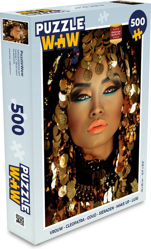 MuchoWow Puzzel Vrouw - Cleopatra - Goud - Sieraden - Make up - Luxe - Legpuzzel - Puzzel 500 stukjes - Sinterklaas cadeautjes - Sinterklaas voor grote kinderen