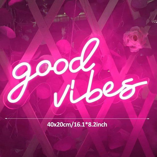 THA LED Neon Verlichting - Roze Good Vibes - 40cm