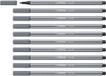 STABILO - Premium viltstift - Pen 68-10 Stuks - Donkergrijs