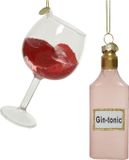 Decoris Boules de Noël - Gin Tonic et verre - verre - 12 cm - 2 pièces