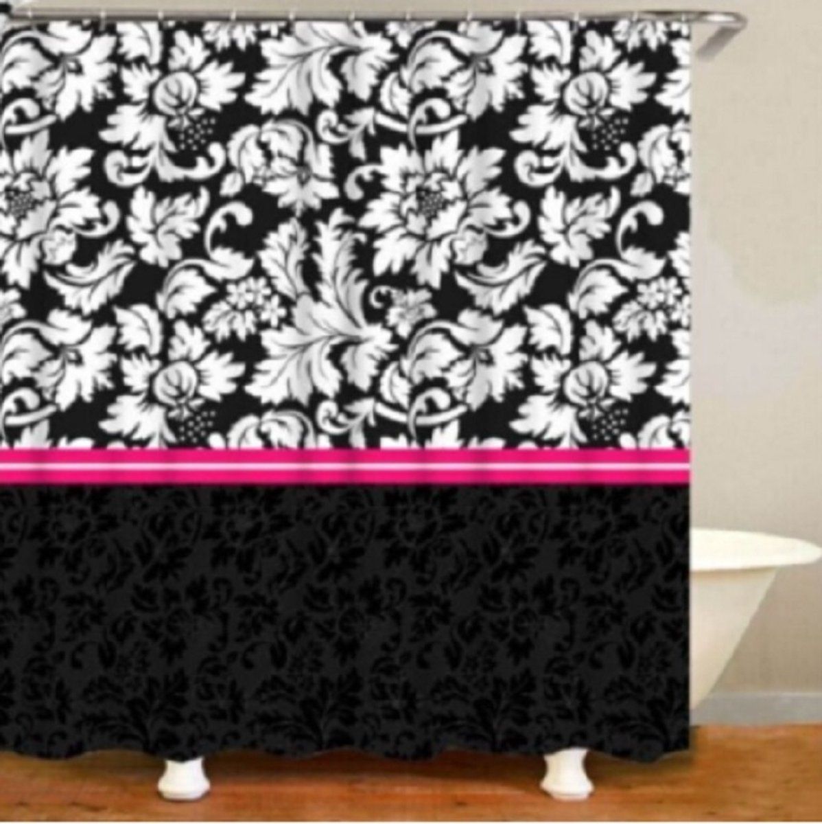 JUPITER HUISMERK Douchegordijn - 180x200cm - polyester - zwart/wit