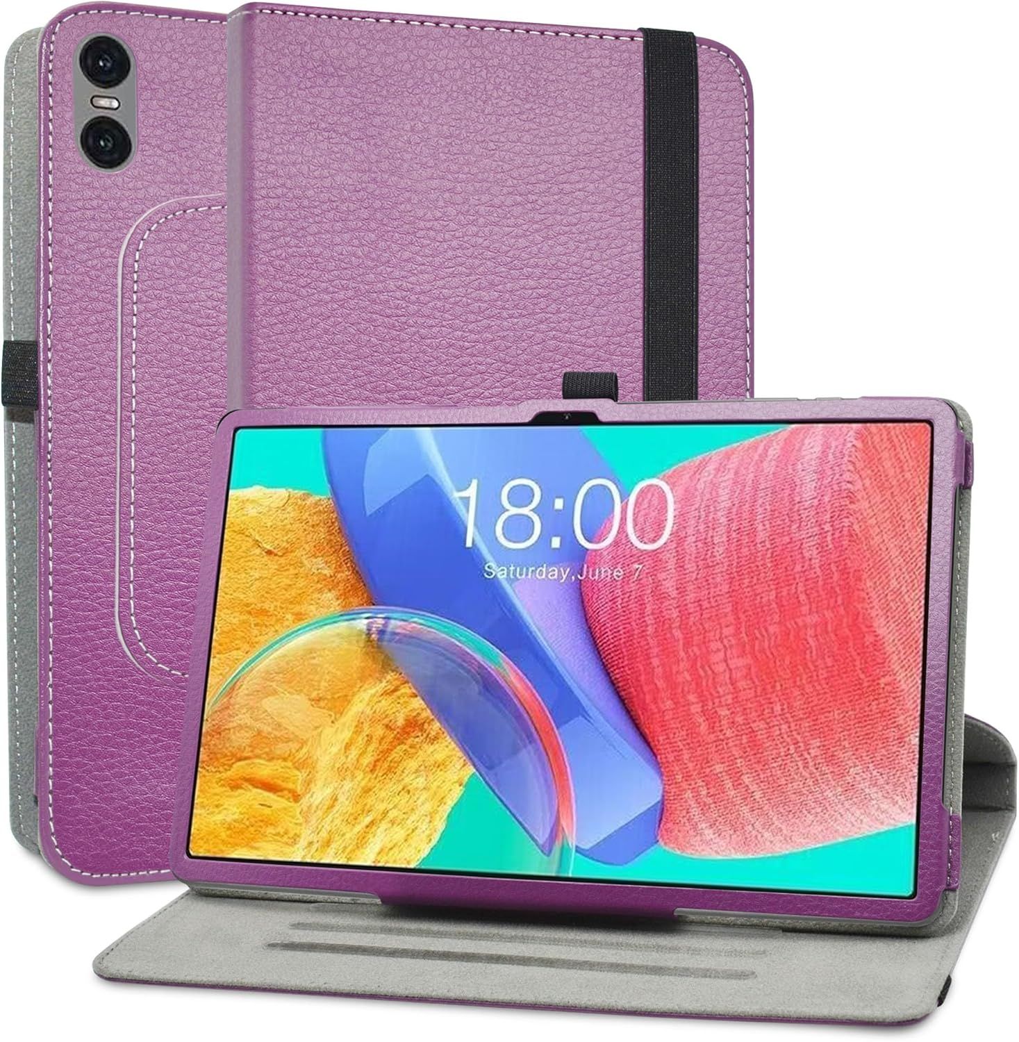 NONE 360 tot P25T 10,1 inch hoesje PU lederen standaard paarse hoes beschermhoes tablet duurzame hoes