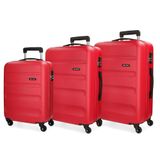 Roll Road Flex hardcase koffer van ABS, Rood, 75 cm, Set van 3 koffers