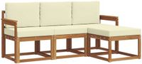 vidaXL - Bank loungeset - 4 zitplekken - Natuurlijk en crème - Acacia hout