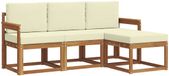vidaXL - Bank loungeset - 4 zitplekken - Natuurlijk en crème - Acacia hout