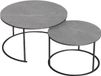 Venetia tables d'appoint rondes – Set de 2 – aspect marbre – salon – cadre en métal – gris